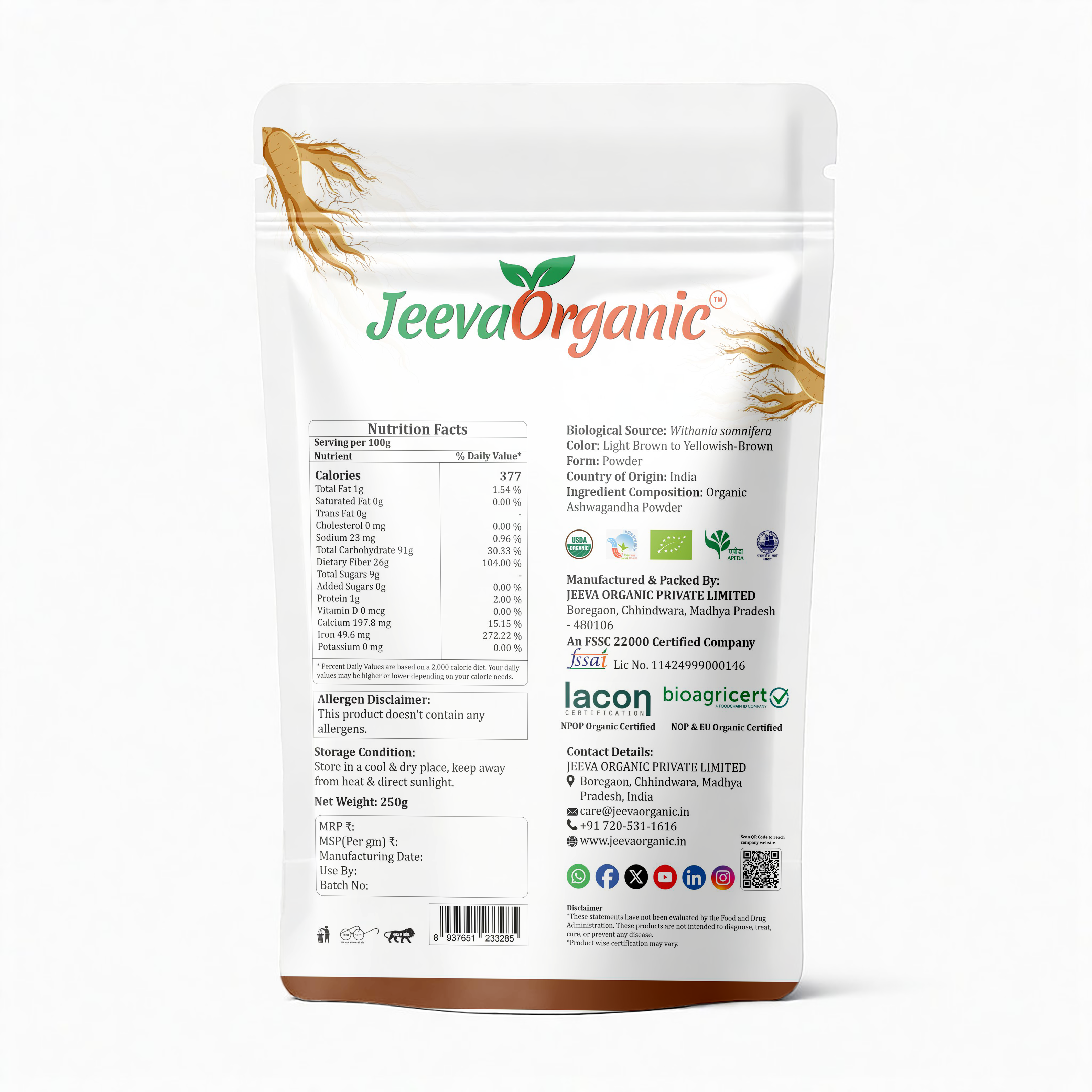 Organic Ashwagandha Root Powder