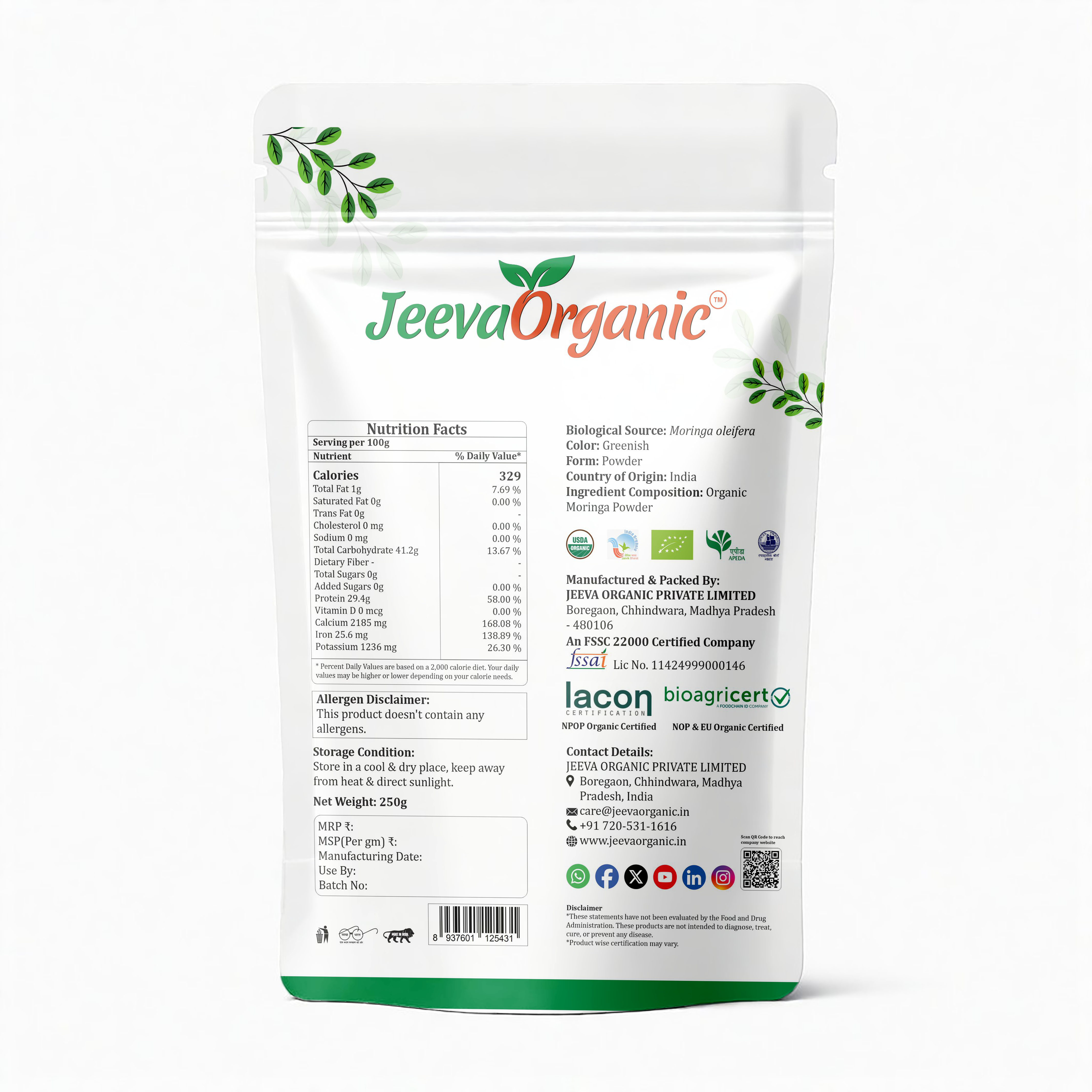 Organic Moringa Leaf Powder