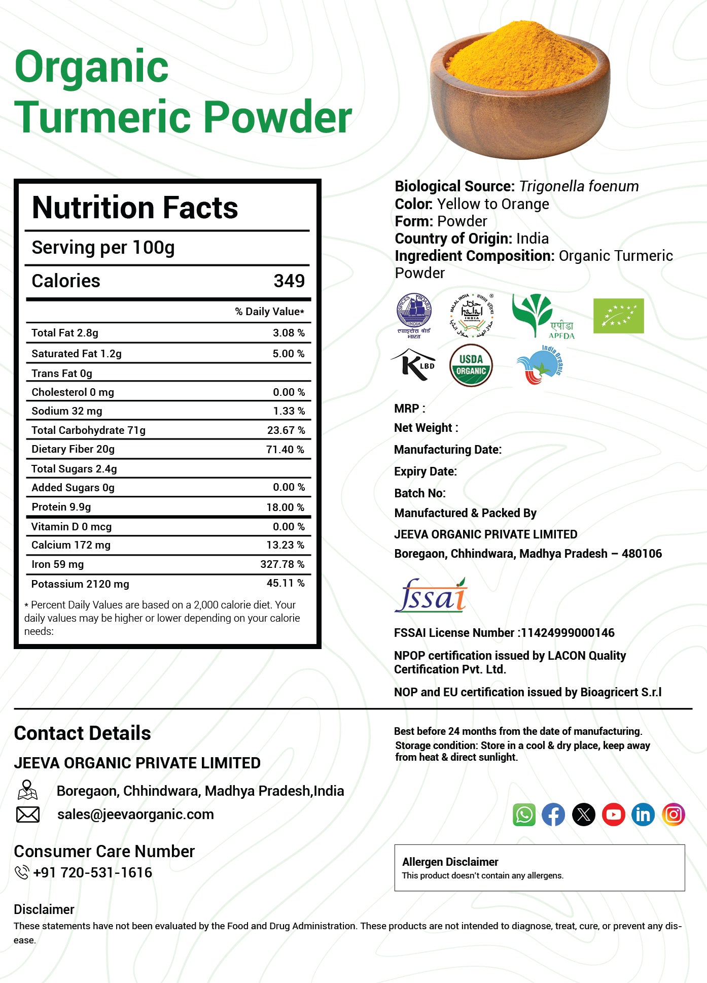 Organic Turmeric Powder