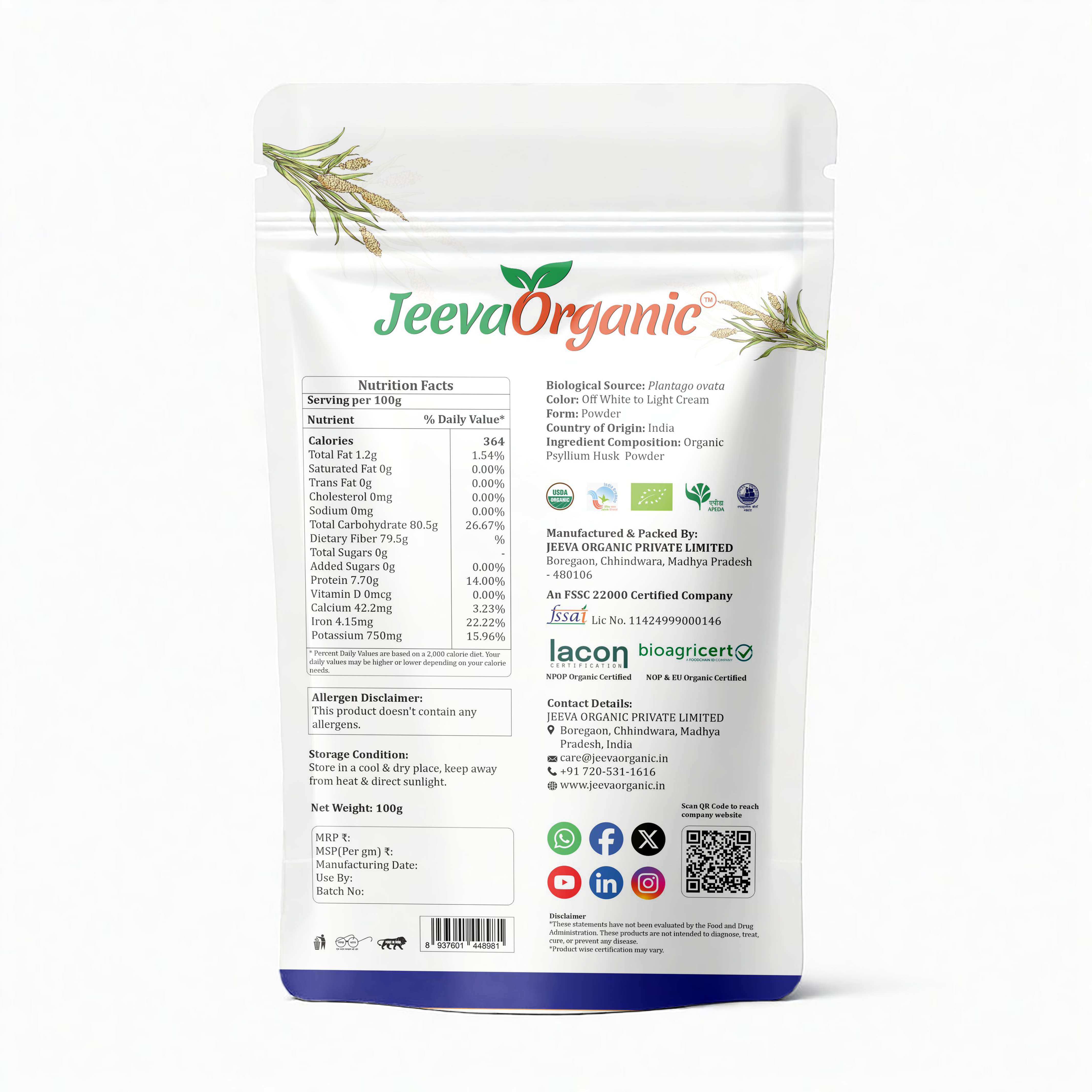 Organic Psyllium Husk Powder