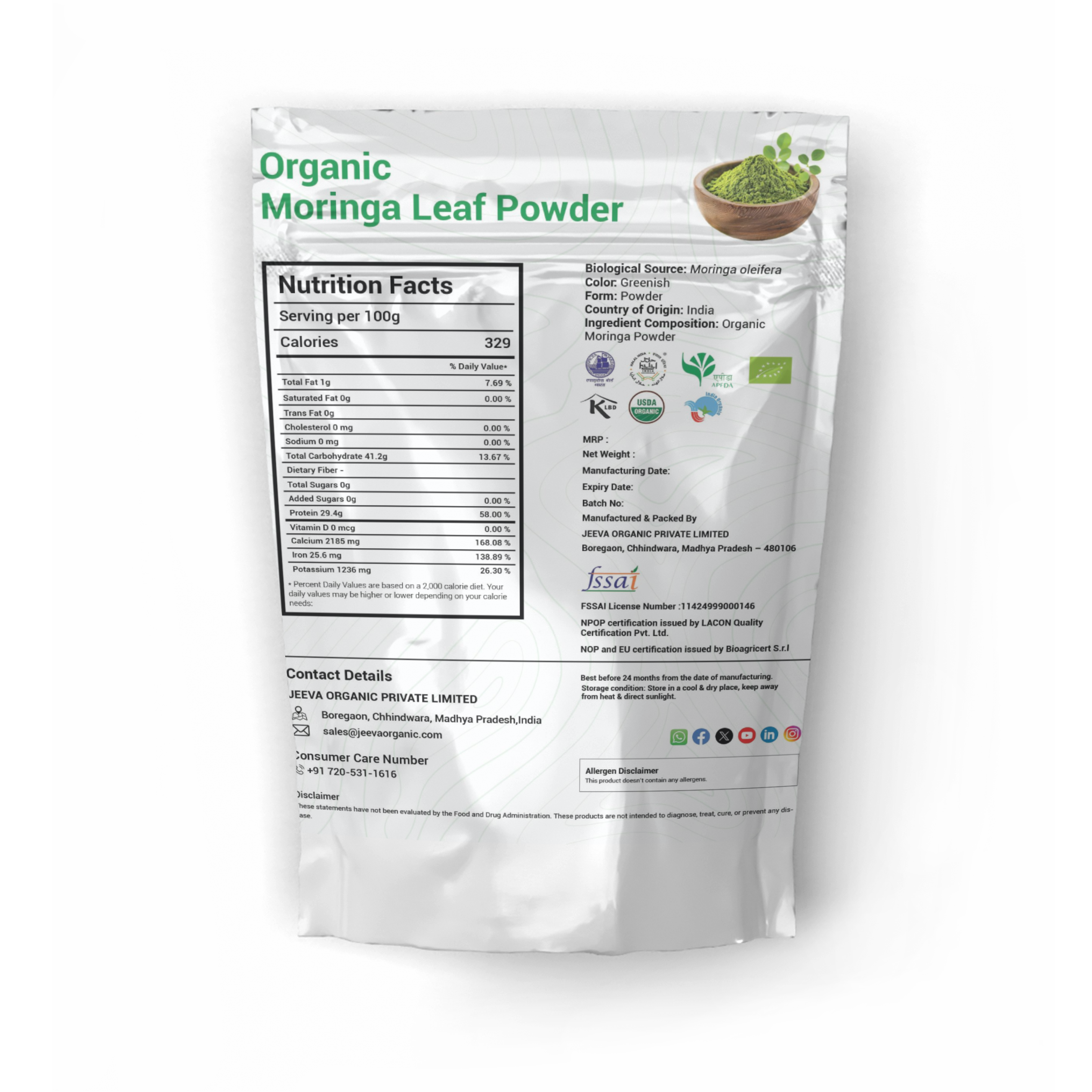 Organic Moringa Leaf Powder